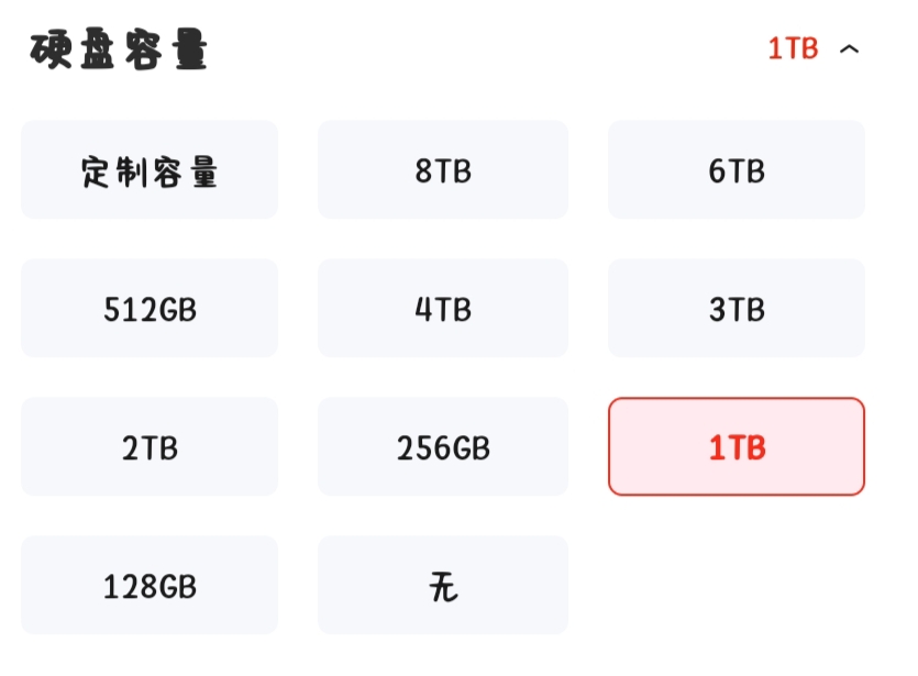 选择1TB硬盘